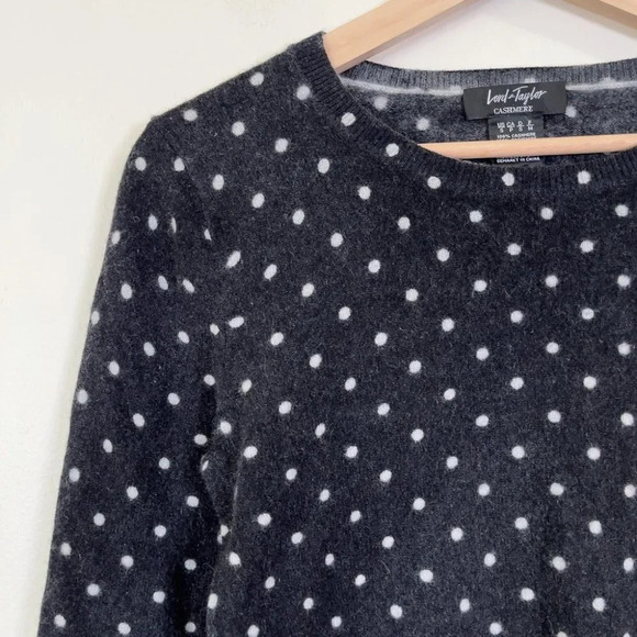 Lord & Taylor Cashmere Polka Dot Crewneck Sweater - Picture 3 of 11
